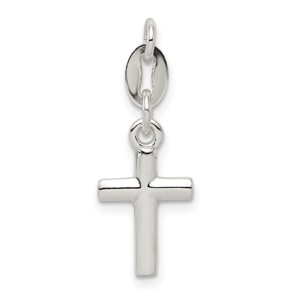 Sterling Silver Polished Cross Charm QC6649