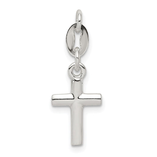 Sterling Silver Polished Cross Charm QC6649