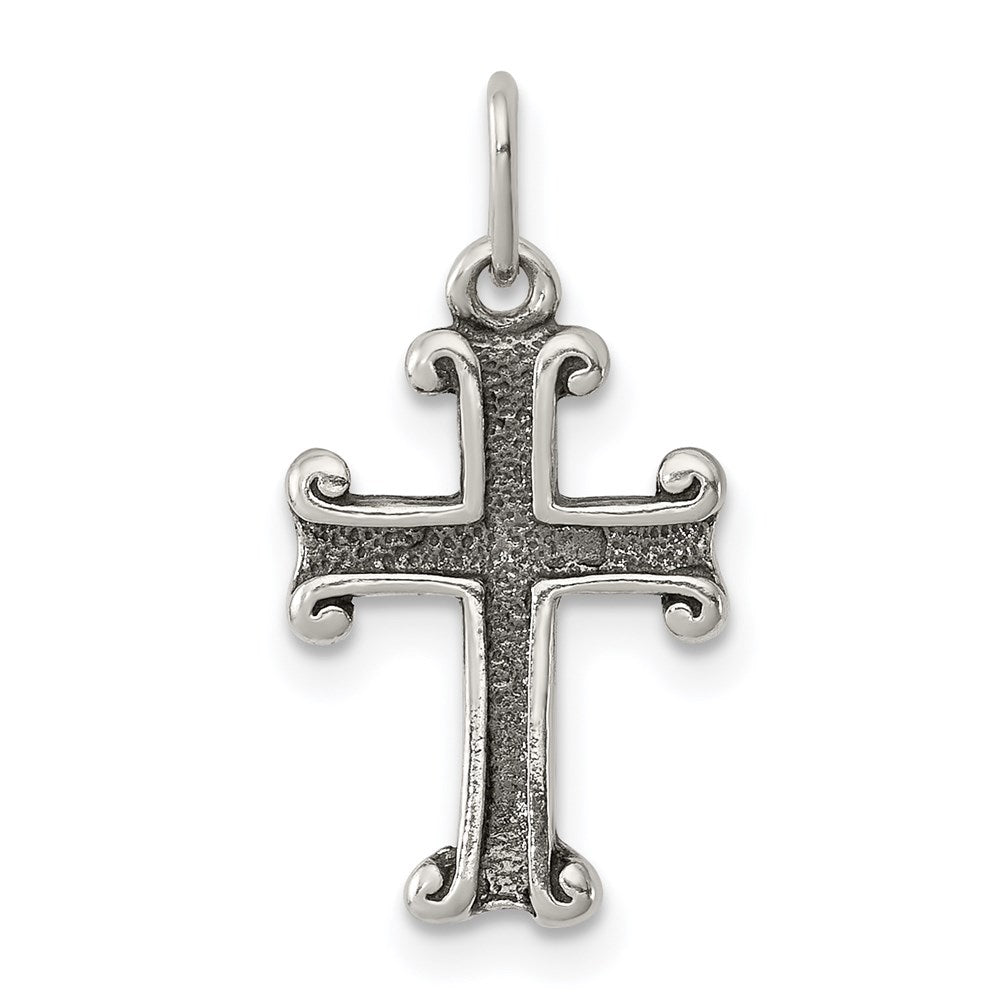 Sterling Silver Antiqued Cross Charm QC6658