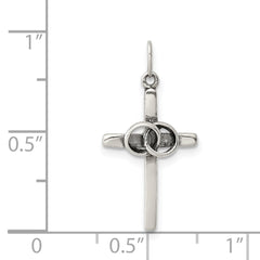 Sterling Silver Antiqued Wedding Cross Charm QC6673