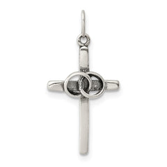Sterling Silver Antiqued Wedding Cross Charm QC6673