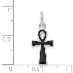 Sterling Silver Black Enamel Cross Pendant QC6674