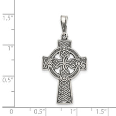 Sterling Silver Antiqued Celtic Cross Pendant QC6676