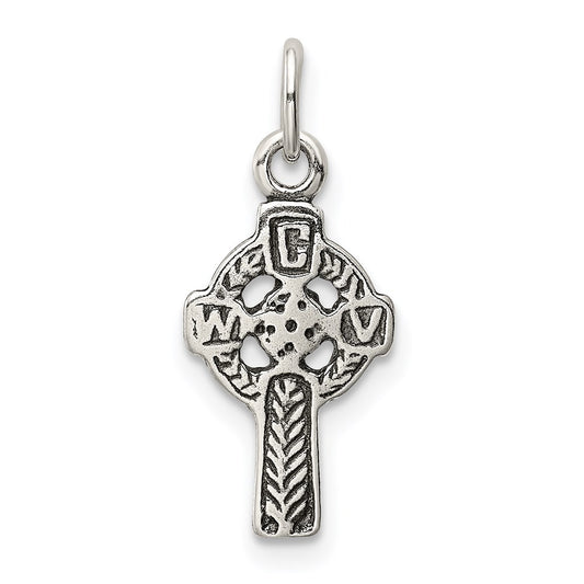 Sterling Silver Antiqued Celtic Cross Charm QC6678