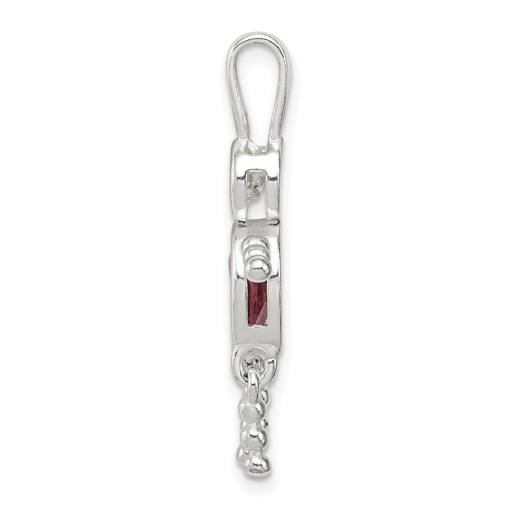 Sterling Silver Rhodium-plated CZ & June Glass Boy Pendant QC6713JUN