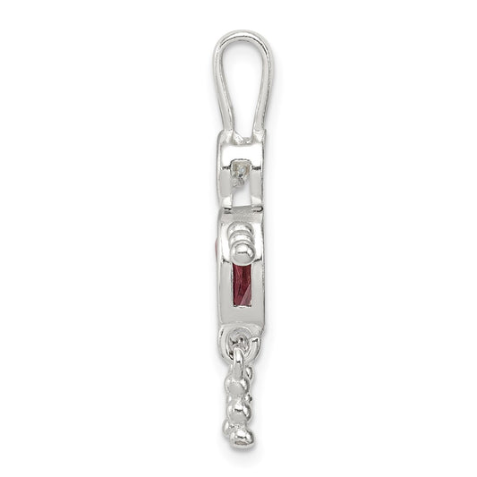 Sterling Silver Rhodium-plated CZ & June Glass Boy Pendant QC6713JUN