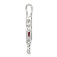Sterling Silver Rhodium-plated CZ & June Glass Boy Pendant QC6713JUN