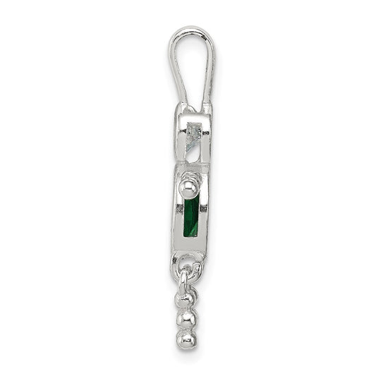 Sterling Silver Rhodium-plated CZ & May Glass Boy Pendant QC6713MAY