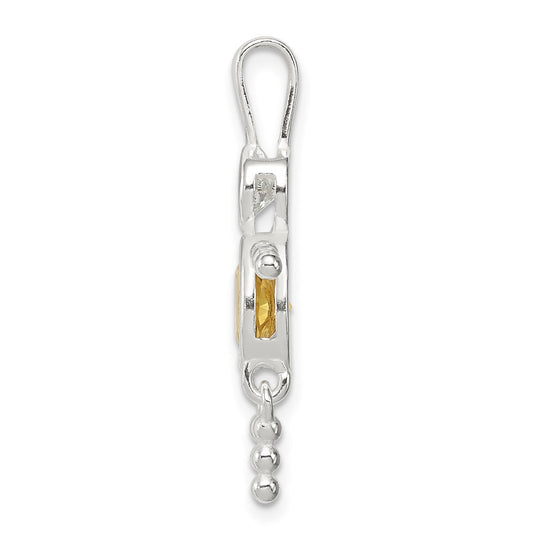 Sterling Silver Rhodium-plated CZ & November Glass Boy Pendant QC6713NOV
