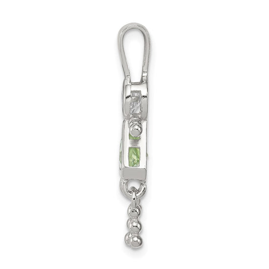 Sterling Silver Rhodium-plated CZ & August Glass Girl Pendant QC6714AUG