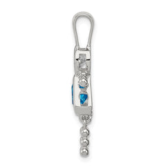 Sterling Silver Rhodium-plated CZ & December Glass Girl Pendant QC6714DEC