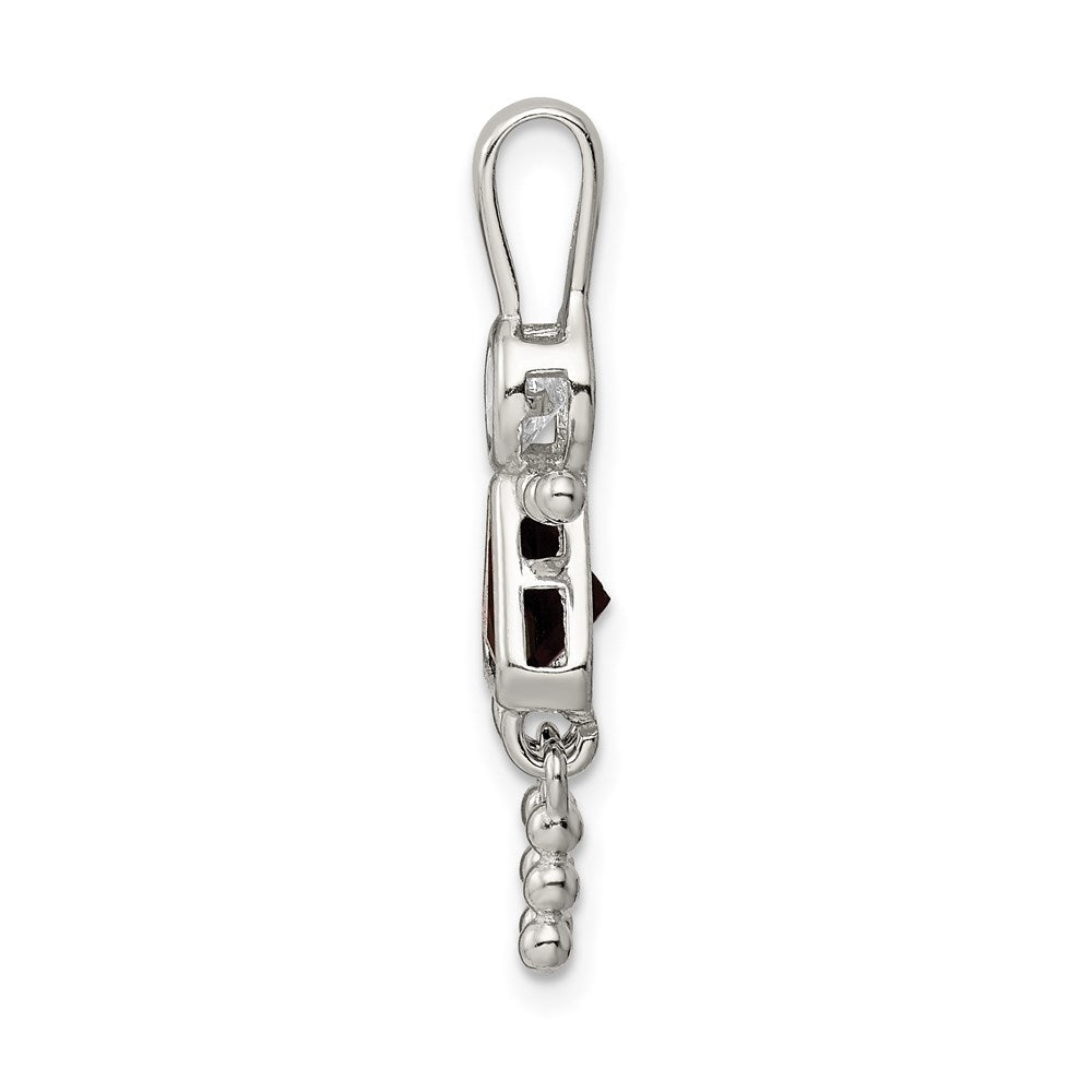 Sterling Silver Rhodium-plated CZ & January Glass Girl Pendant QC6714JAN