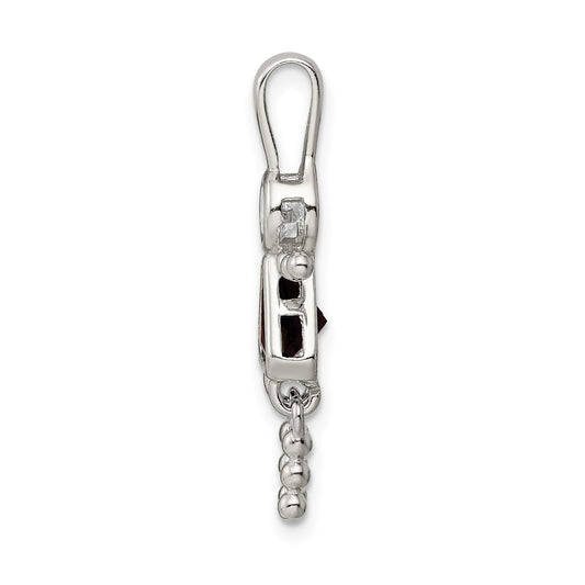 Sterling Silver Rhodium-plated CZ & January Glass Girl Pendant QC6714JAN