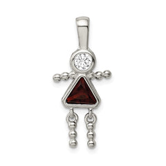 Sterling Silver Rhodium-plated CZ & January Glass Girl Pendant QC6714JAN