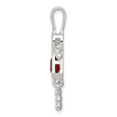 Sterling Silver Rhodium-plated CZ & July Glass Girl Pendant QC6714JUL