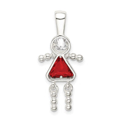 Sterling Silver Rhodium-plated CZ & July Glass Girl Pendant QC6714JUL