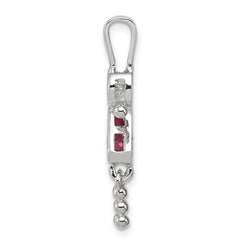 Sterling Silver Rhodium-plated CZ & June Glass Girl Pendant QC6714JUN