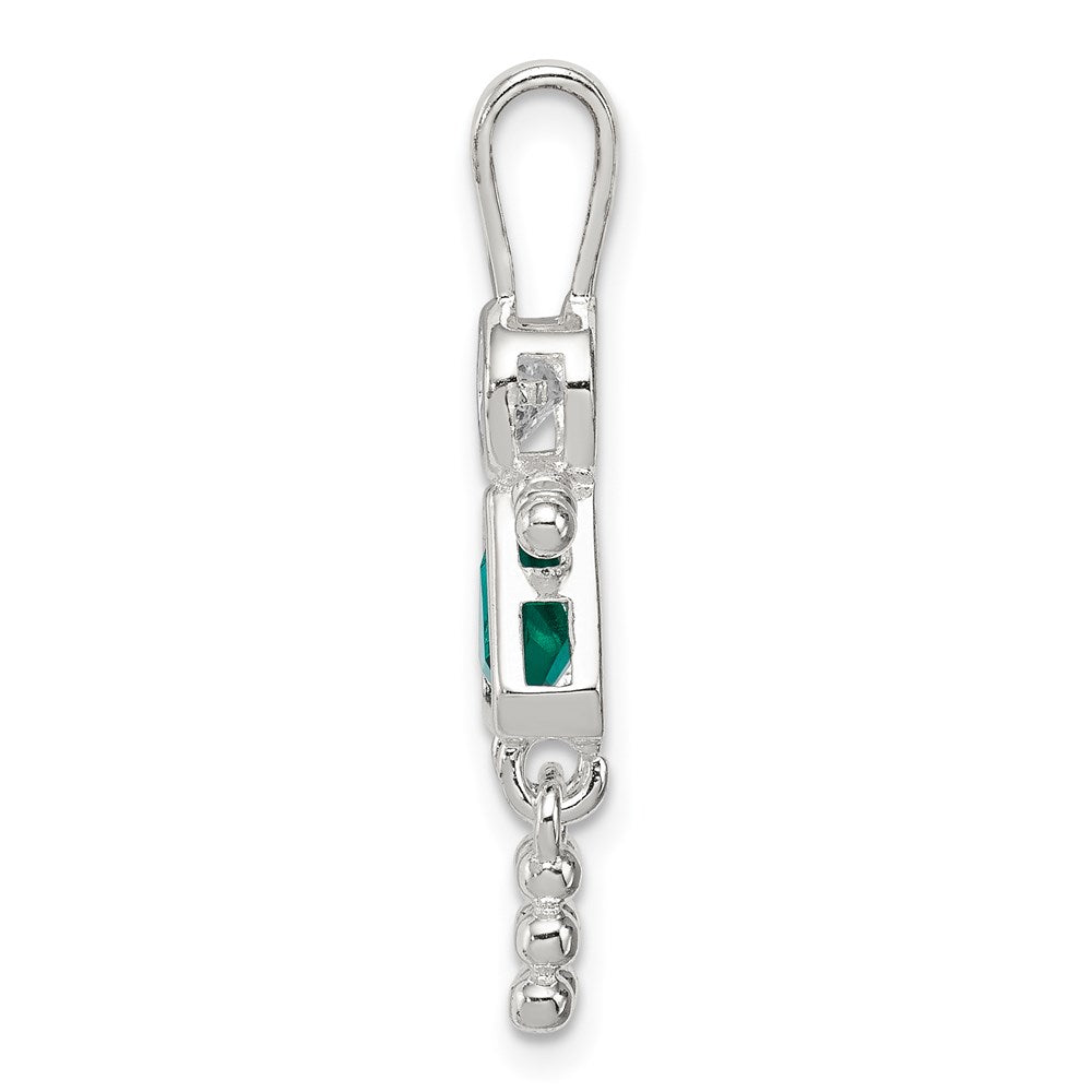 Sterling Silver Rhodium-plated CZ & May Glass Girl Pendant QC6714MAY
