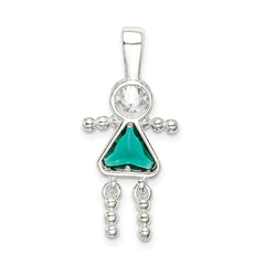 Sterling Silver Rhodium-plated CZ & May Glass Girl Pendant QC6714MAY
