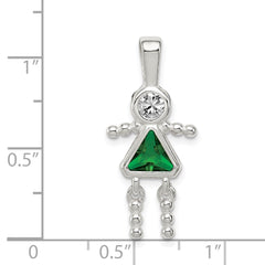 Sterling Silver Rhodium-plated CZ & May Glass Girl Pendant QC6714MAY