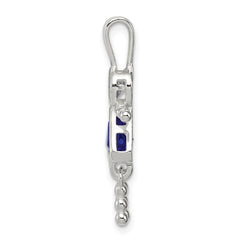 Sterling Silver Rhodium-plated CZ & September Glass Girl Pendant QC6714SEP