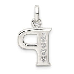 Sterling Silver White CZ Letter P Initial Pendant QC6716P