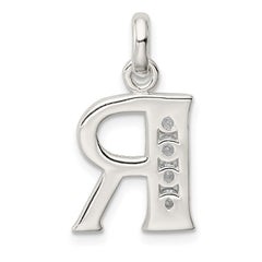 Sterling Silver White CZ Letter R Initial Pendant QC6716R