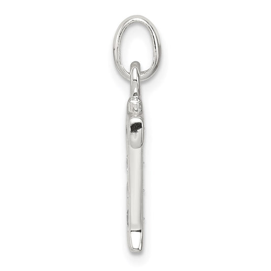 Sterling Silver White CZ Letter T Initial Pendant QC6716T