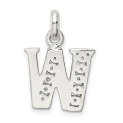 Sterling Silver White CZ Letter W Initial Pendant QC6716W