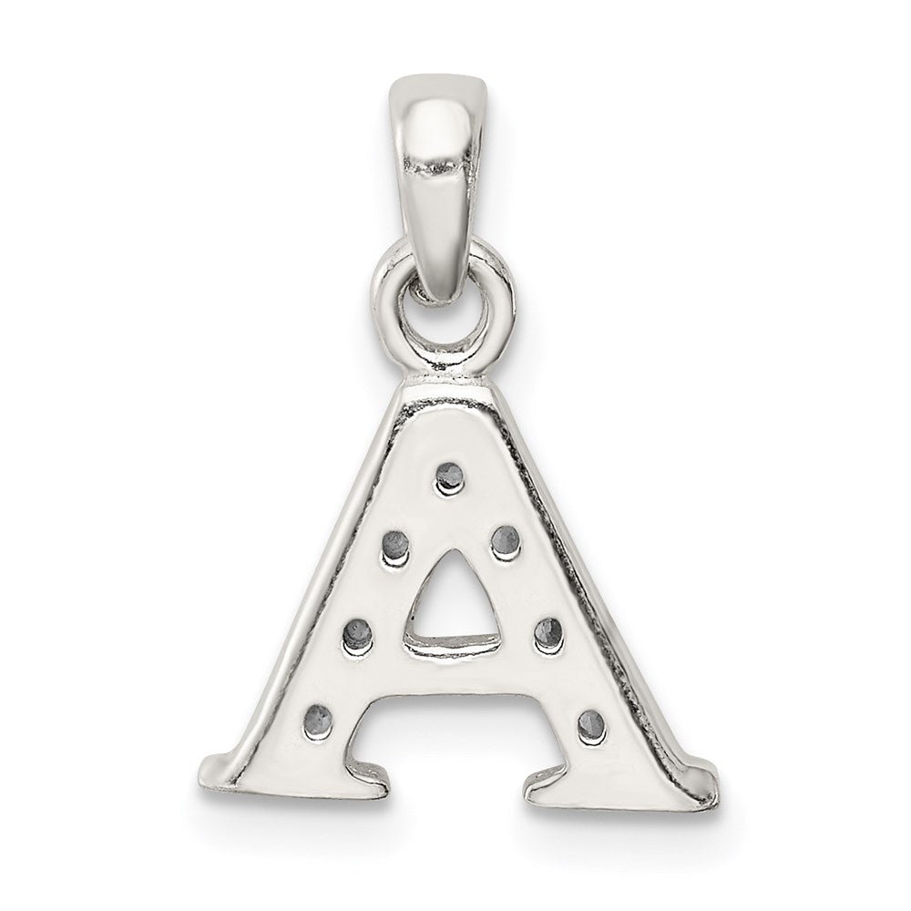 Sterling Silver CZ Letter A Initial Pendant QC6717A