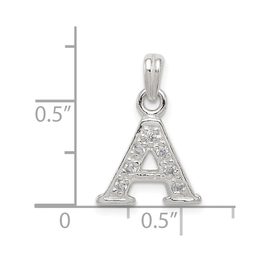 Sterling Silver CZ Letter A Initial Pendant QC6717A
