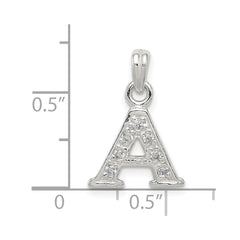 Sterling Silver CZ Letter A Initial Pendant QC6717A