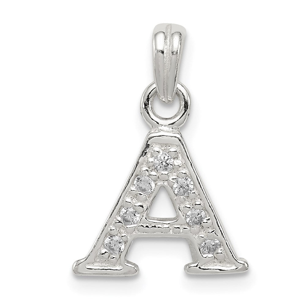 Sterling Silver CZ Letter A Initial Pendant QC6717A