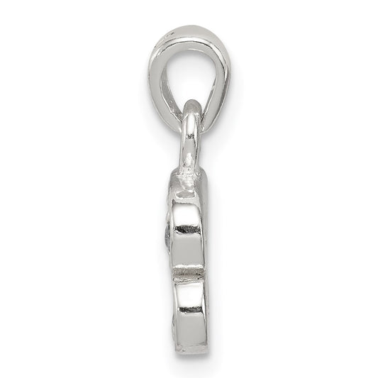 Sterling Silver CZ Letter B Initial Pendant QC6717B