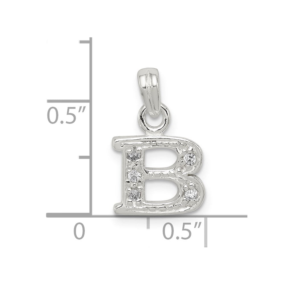 Sterling Silver CZ Letter B Initial Pendant QC6717B