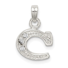 Sterling Silver CZ Letter C Initial Pendant QC6717C