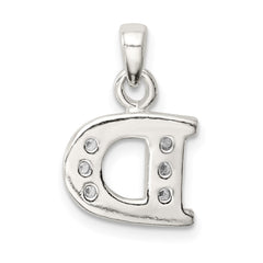 Sterling Silver CZ Letter D Initial Pendant QC6717D