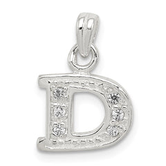 Sterling Silver CZ Letter D Initial Pendant QC6717D