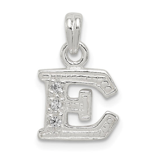Sterling Silver CZ Letter E Initial Pendant QC6717E