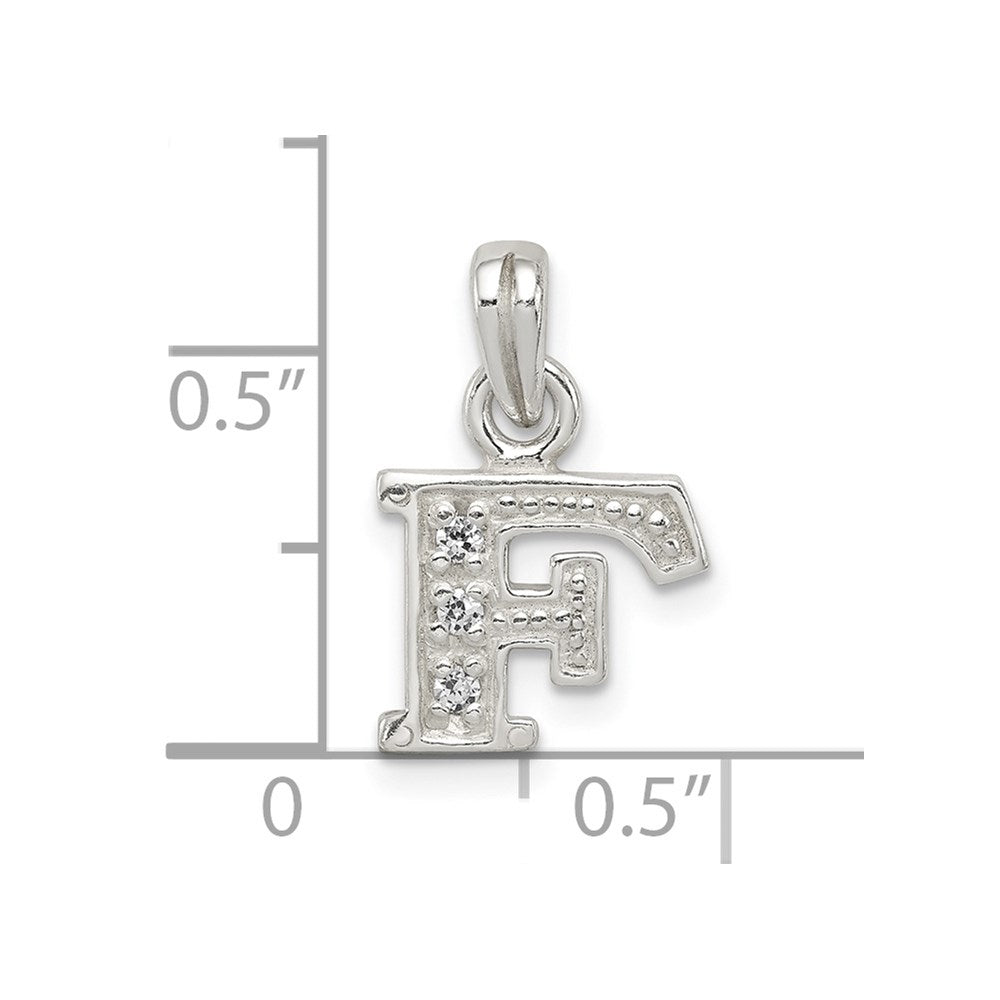 Sterling Silver CZ Letter F Initial Pendant QC6717F