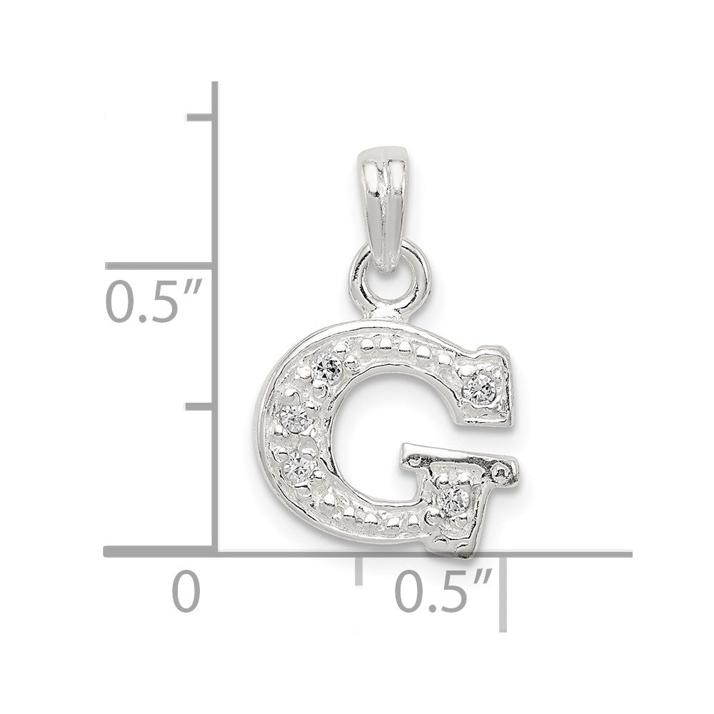 Sterling Silver CZ Letter G Initial Pendant QC6717G