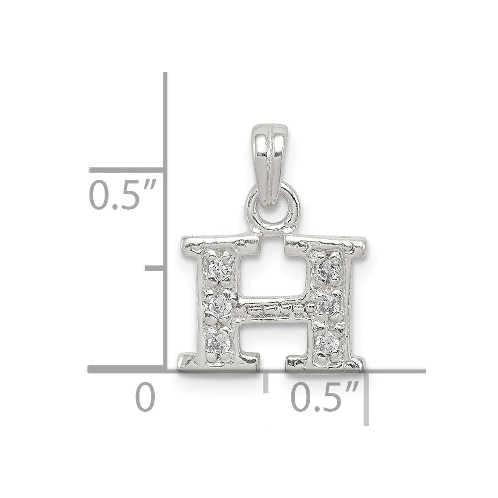Sterling Silver CZ Letter H Initial Pendant QC6717H