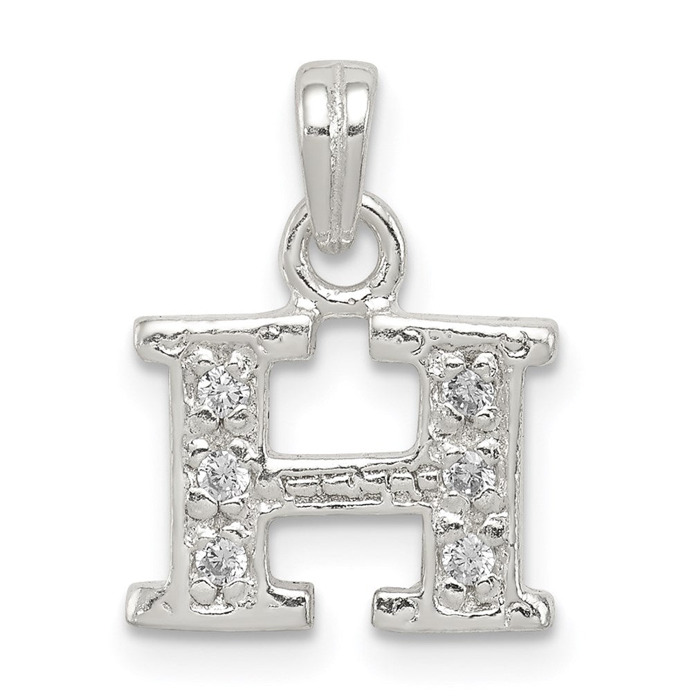 Sterling Silver CZ Letter H Initial Pendant QC6717H