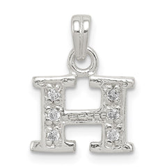 Sterling Silver CZ Letter H Initial Pendant QC6717H