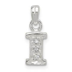 Sterling Silver CZ Letter I Initial Pendant QC6717I