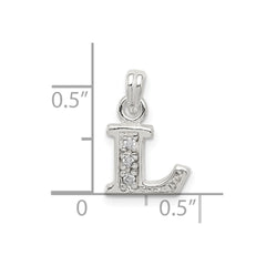 Sterling Silver CZ Letter L Initial Pendant QC6717L