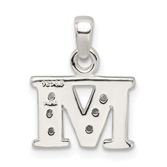 Sterling Silver CZ Letter M Initial Pendant QC6717M