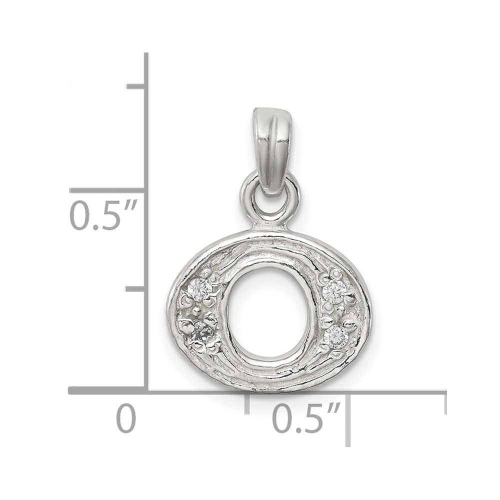 Sterling Silver CZ Letter O Initial Pendant QC6717O