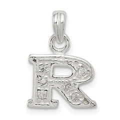 Sterling Silver CZ Letter R Initial Pendant QC6717R