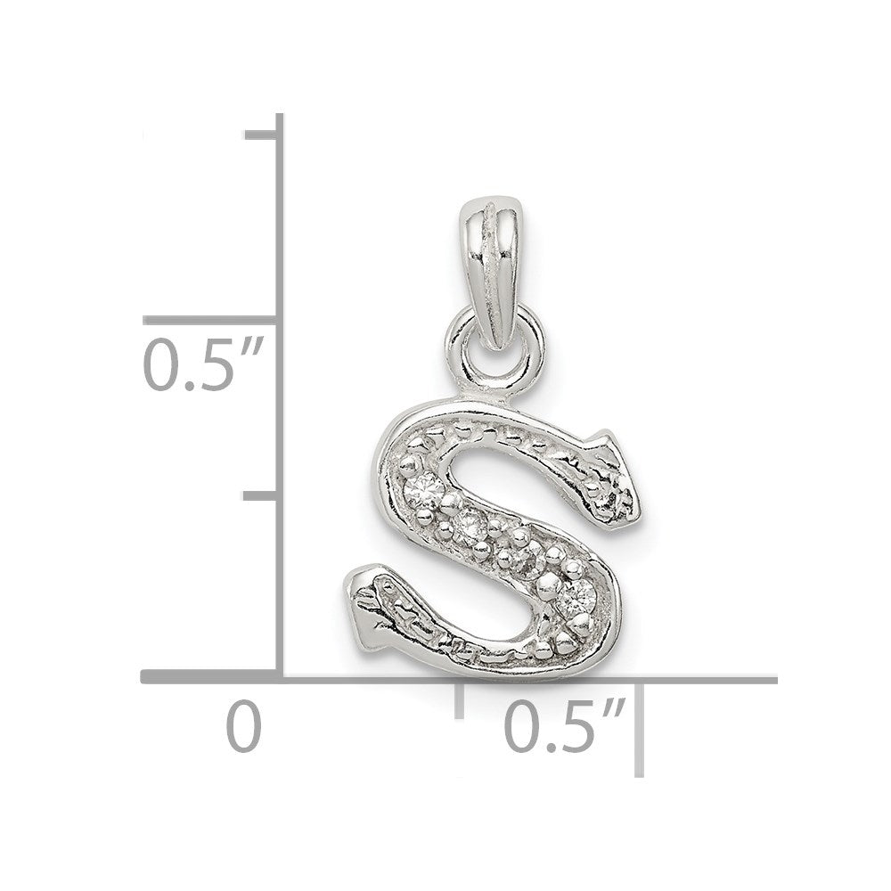 Sterling Silver CZ Letter S Initial Pendant QC6717S